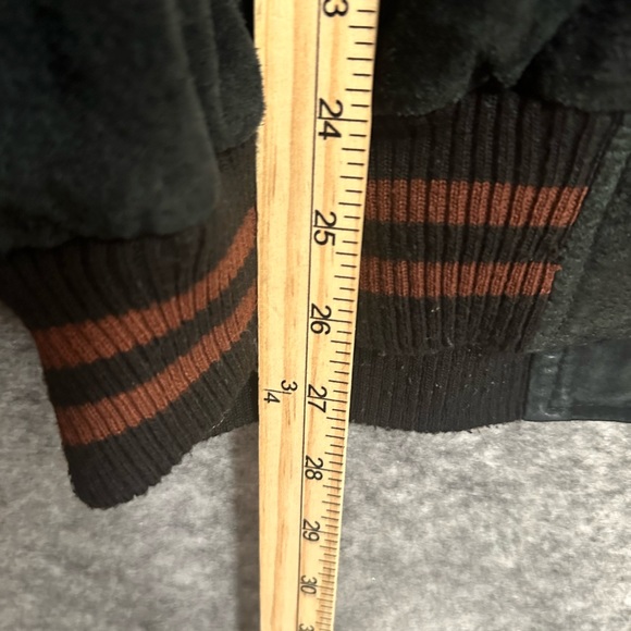 Vintage Varsity Letterman Mens Jacket XL Black Brown Elbow Patches Full Zip - Picture 4 of 15